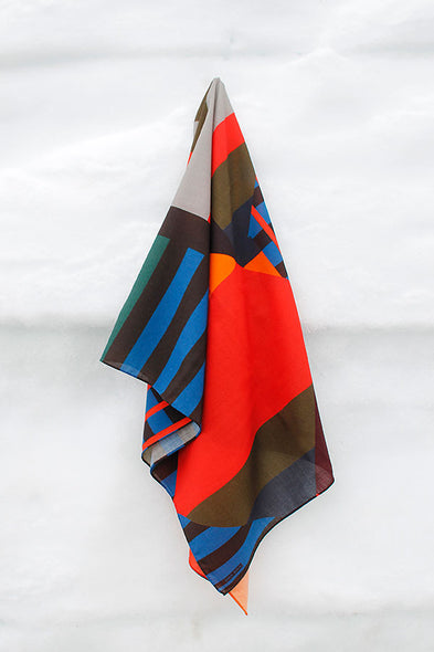Colorful wool shawl with geometric pattern